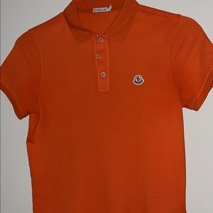 Orange collared Moncler shirt